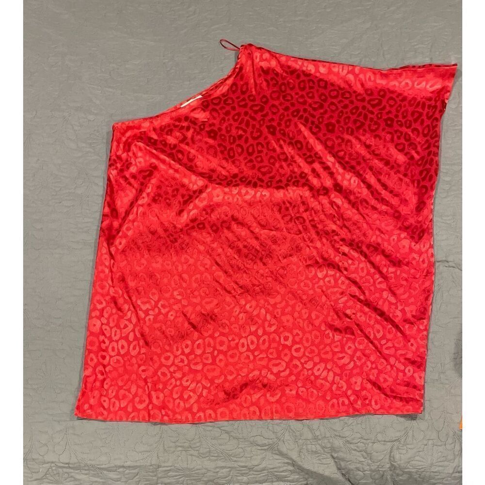 Eesome Red Shiny Leopard Print One Shoulder Oversized Top New Small